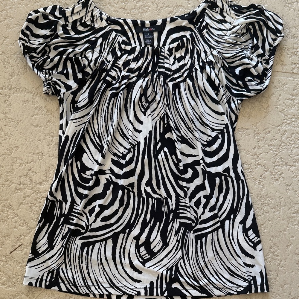 Style & Co. Black and White Zebra Print Blouse